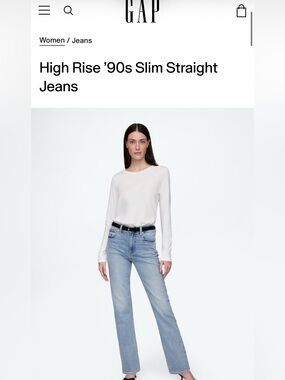 GAP High Rise Slim Straight Jeans — Light Blue Wash